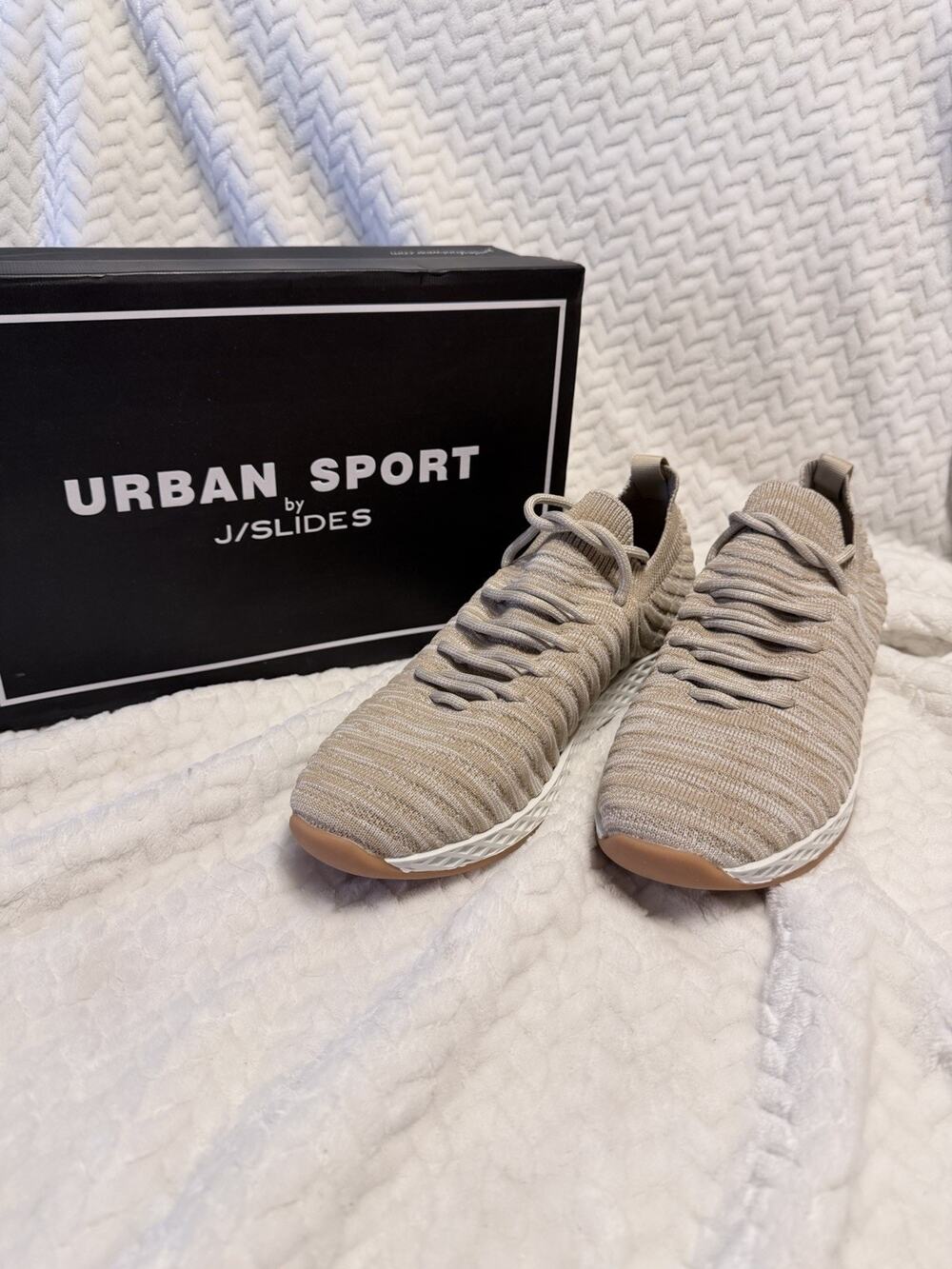 Urban Sport by JSlides Opy Women Size 11 Sand 2 Tone Knit Shoes Sneakers
